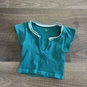 green cut neck urban outfitters top